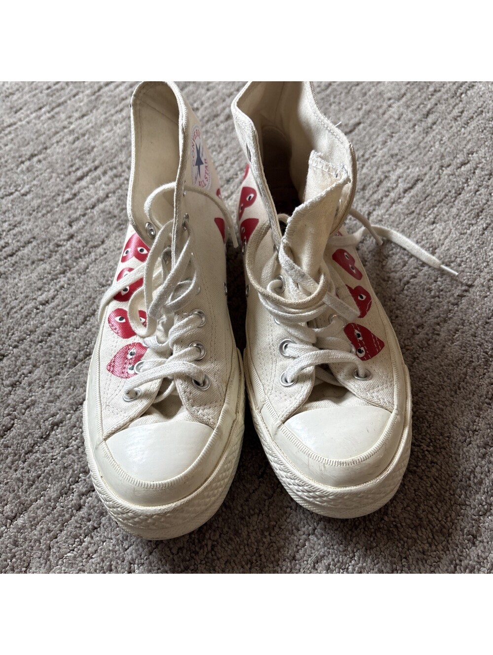 MENS CONVERSE CHUCK TAYLOR HI COMME DE GARcons 162972C MULTI HEARTS SZ 9